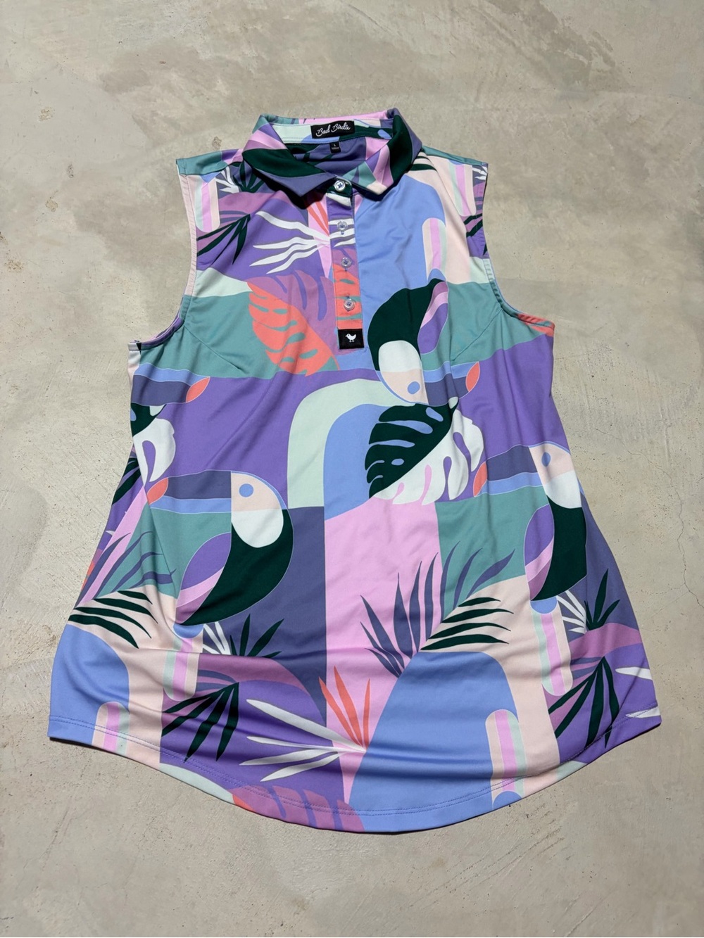 Bad Birdie Tropical Sleeveless Polo Lavender & Mint large